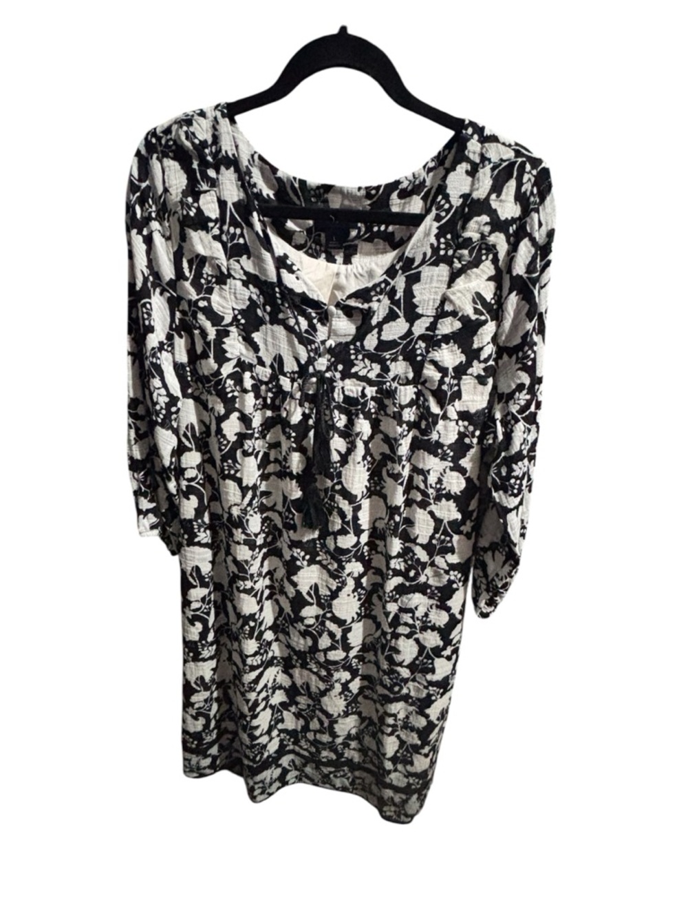 Studio Black & White Floral Print Dress with belt